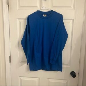 Blue Crewneck Sweater with Ribbed Cuffs